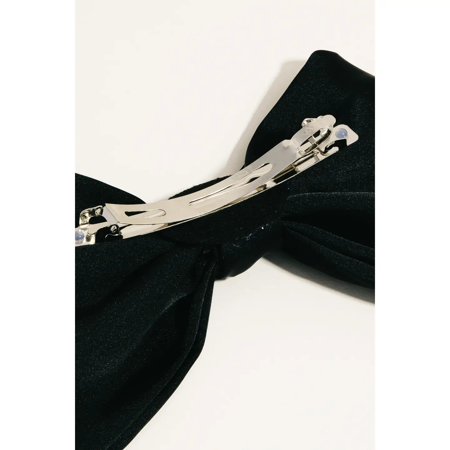 Solid Color Ribbon Bow Hair Clip - Black