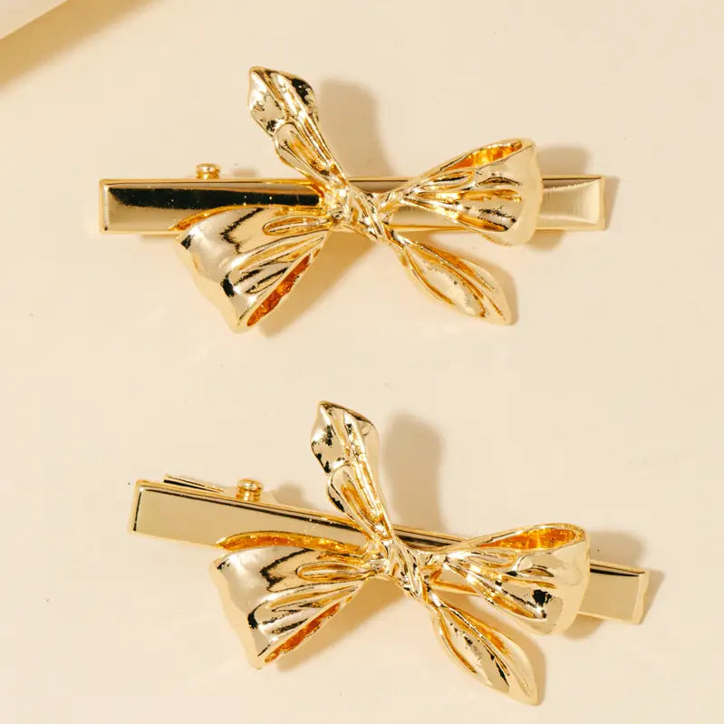Two Piece Bow Hair Clip Set