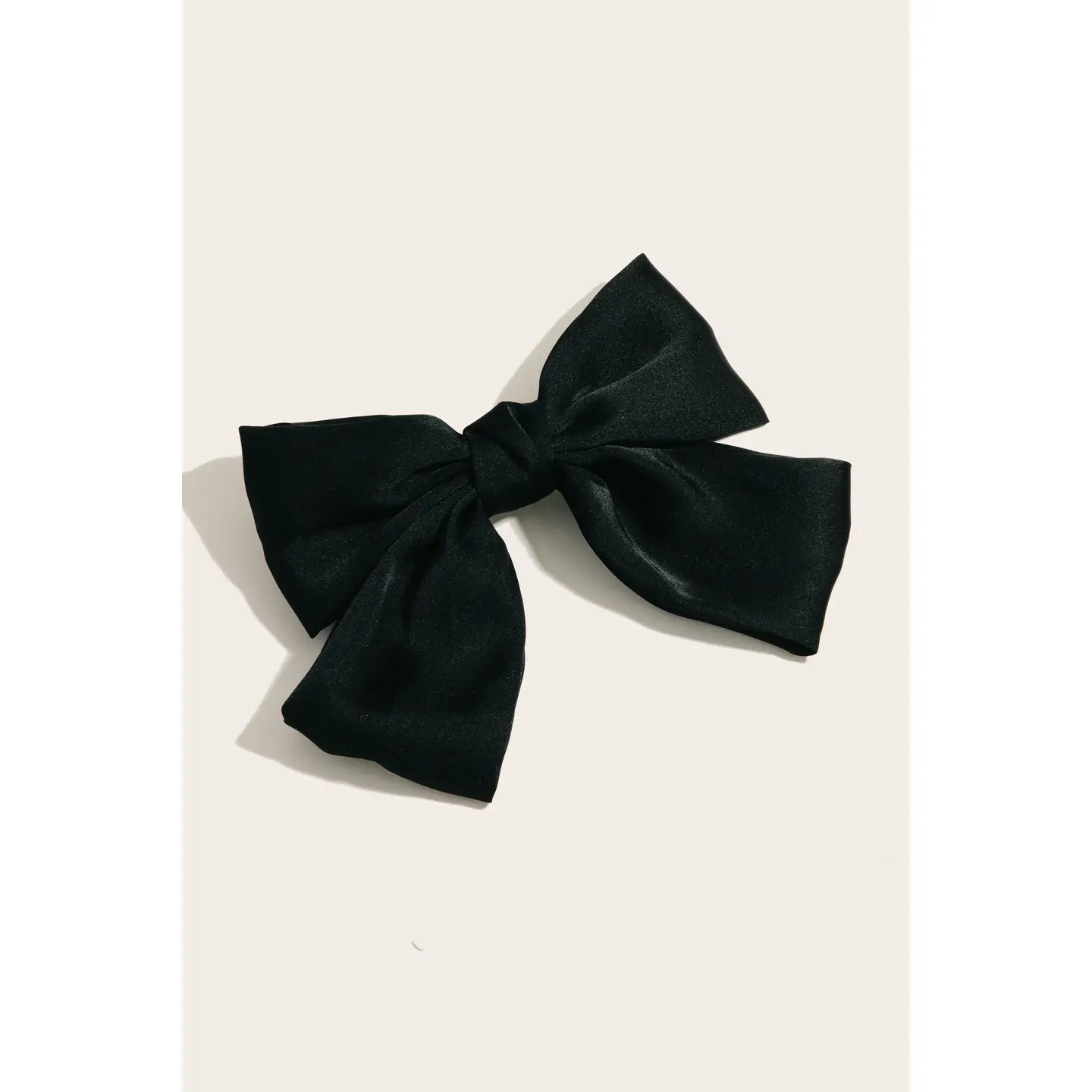 Solid Color Ribbon Bow Hair Clip - Black