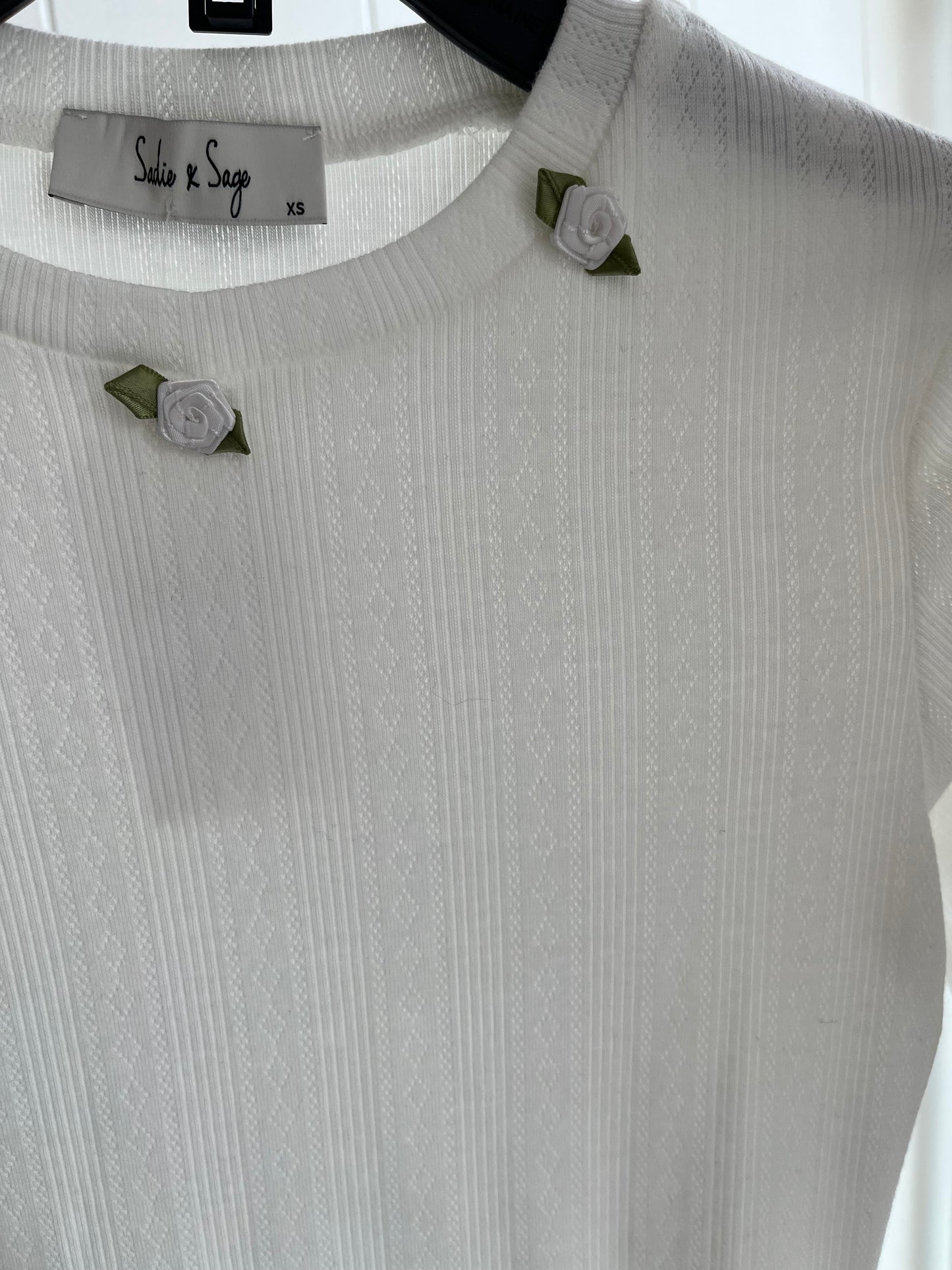 Sipping Tea Rosette Pointelle Top