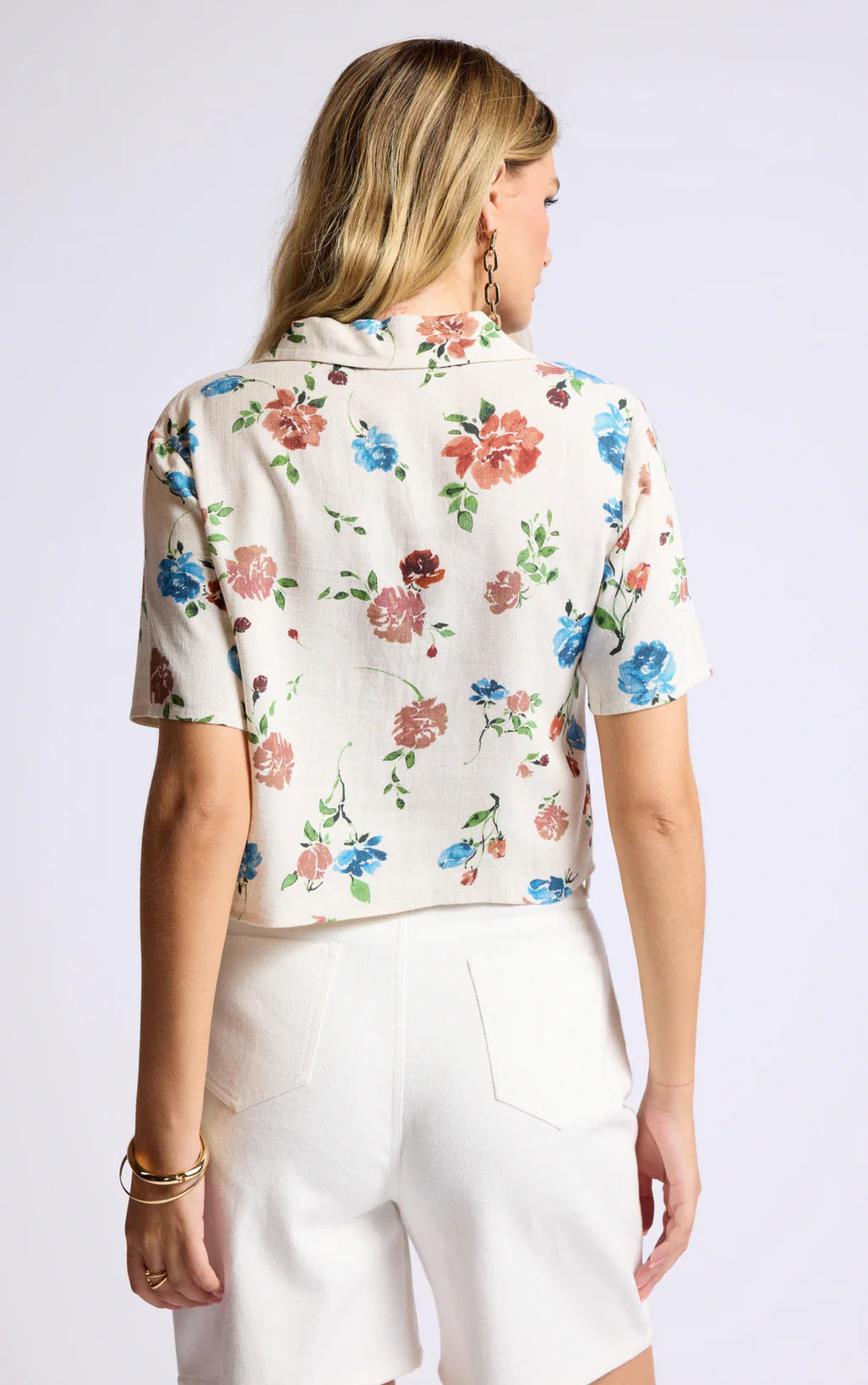 Pressed Flower Cropped Shirt