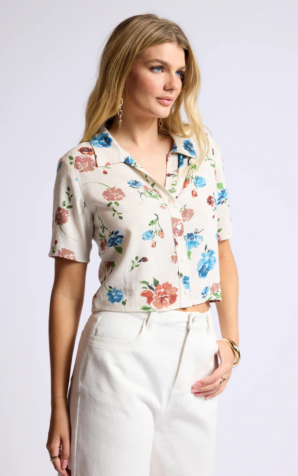 Pressed Flower Cropped Shirt