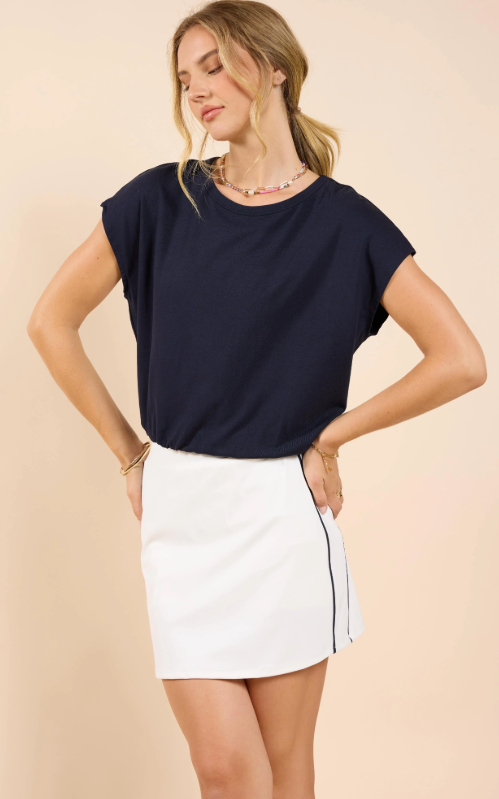 On My Mind Elastic Hem Knit Top