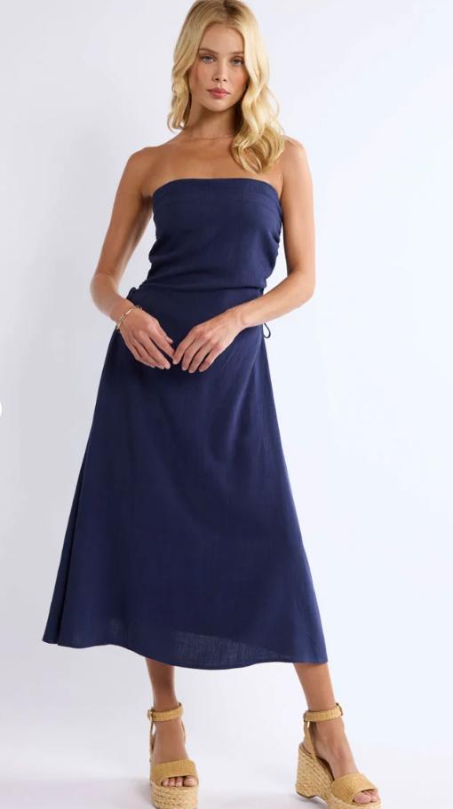 Vast Sky Ruched Side Tube Dress