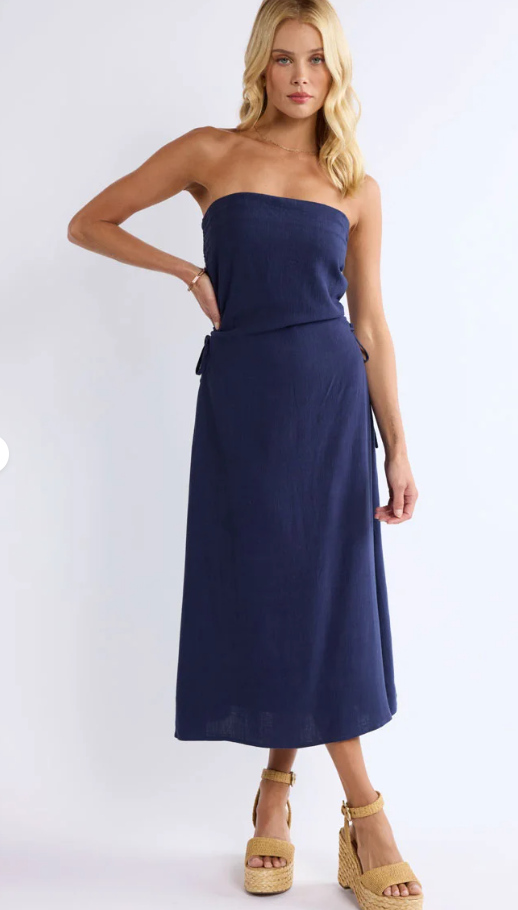Vast Sky Ruched Side Tube Dress