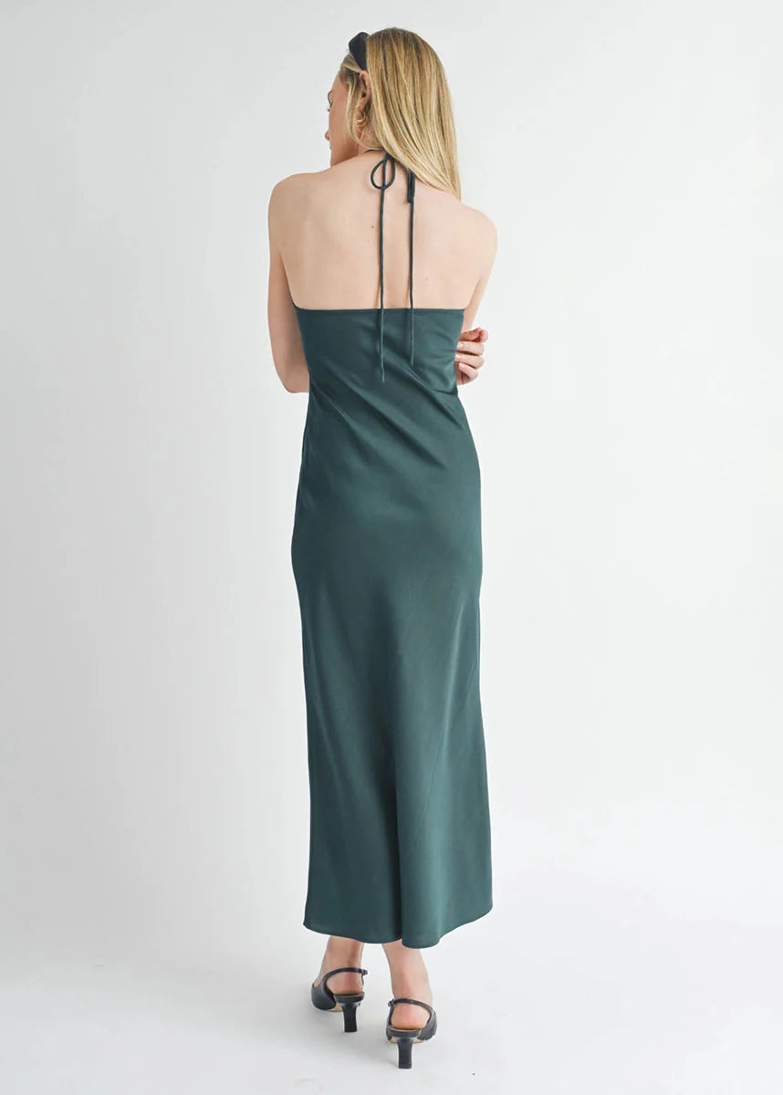 Jess Halter Dress in Hunter Green