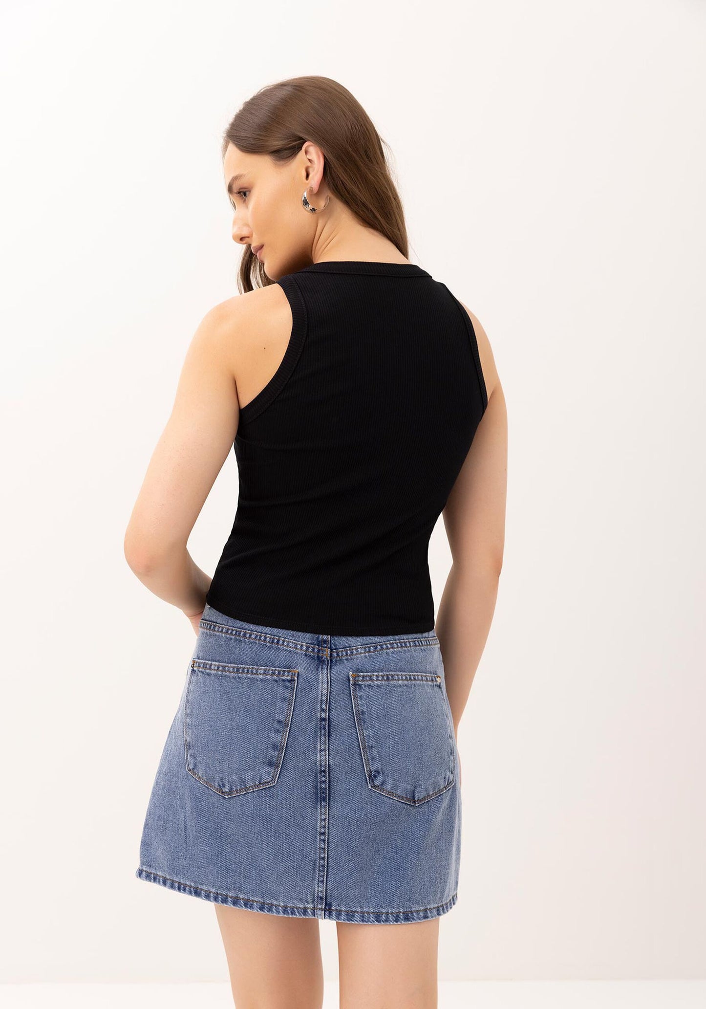 Ribbed Black Tank