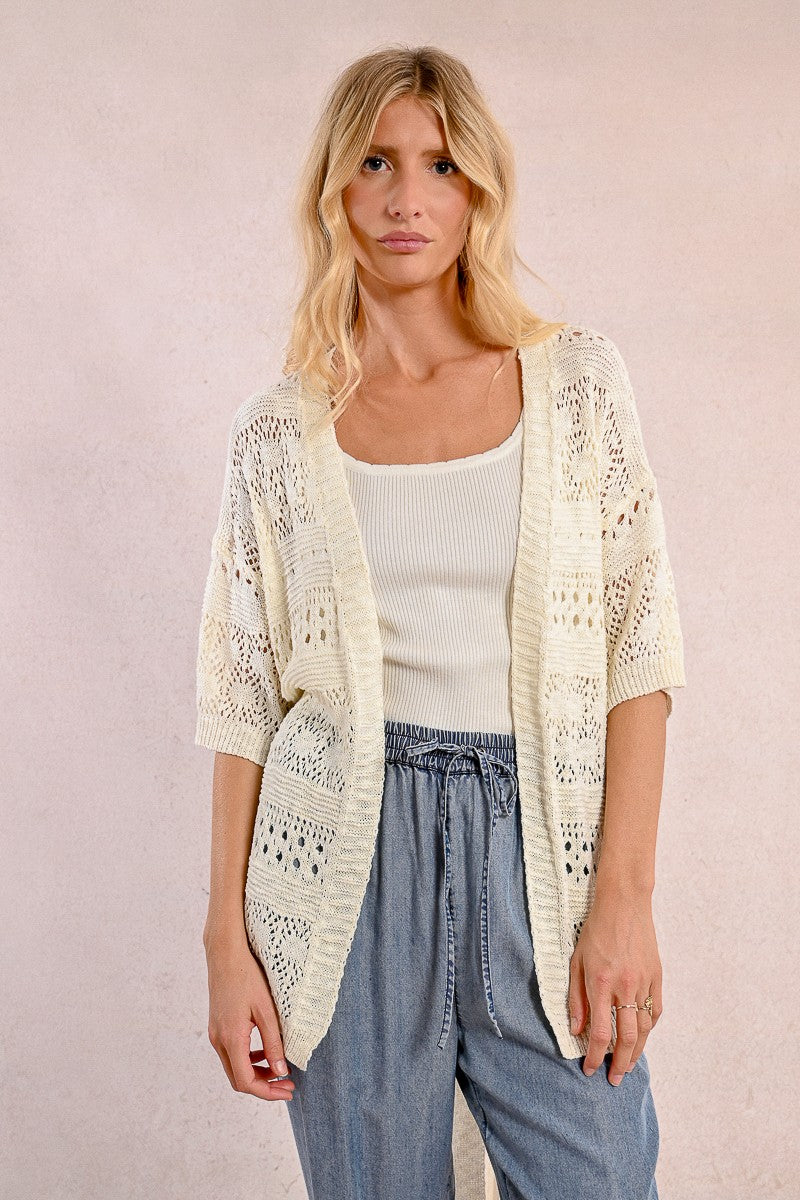 Tieable Cream Knit Cardigan