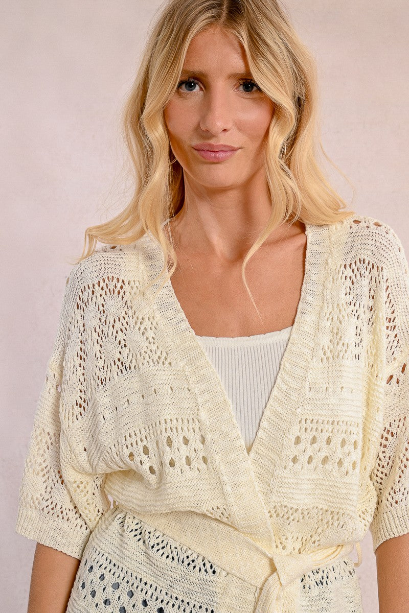 Tieable Cream Knit Cardigan