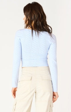 Pointelle Sky Blue Cropped Sweater