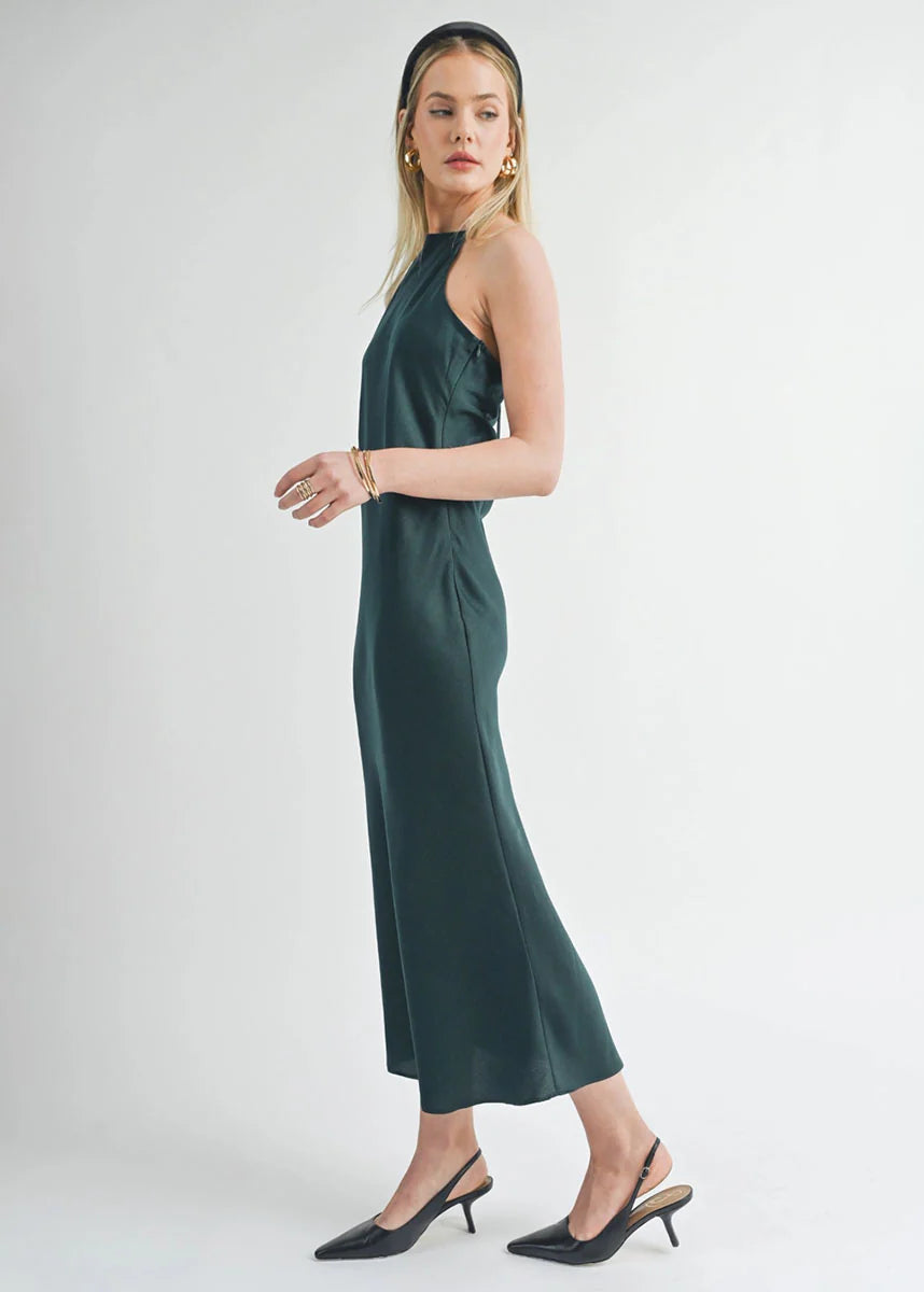 Jess Halter Dress in Hunter Green
