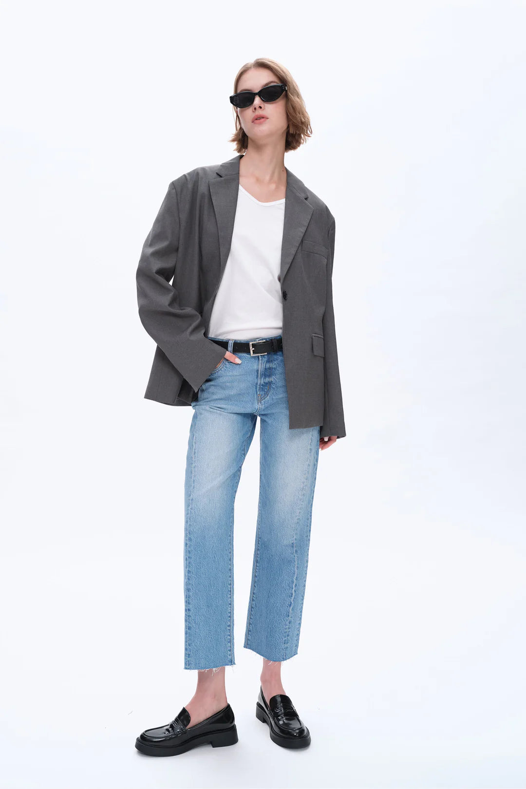 High Rise Relaxed Fit Straight Denim