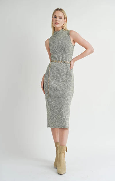 ON THE PATH TURTLENECK MIDI DRESS