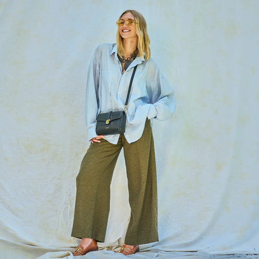 Lock Crossbody Bag - Pebbled Black