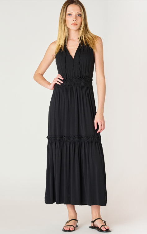 Soft Tiered Black Dress (XS-2X)