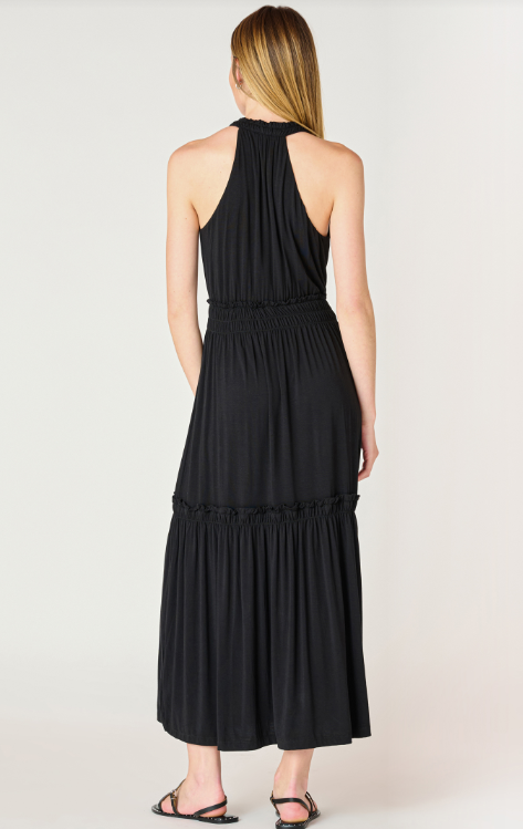 Soft Tiered Black Dress (XS-2X)