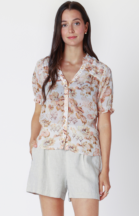 Peach Floral Blouse (XS-2X)