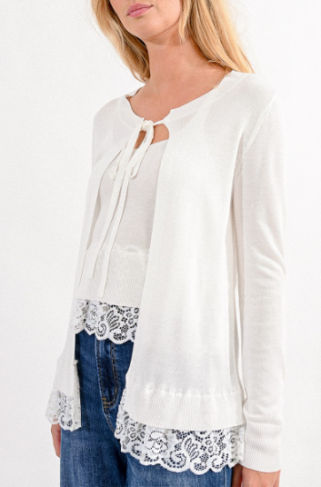 Ladies Knitted Cardigan with Lace