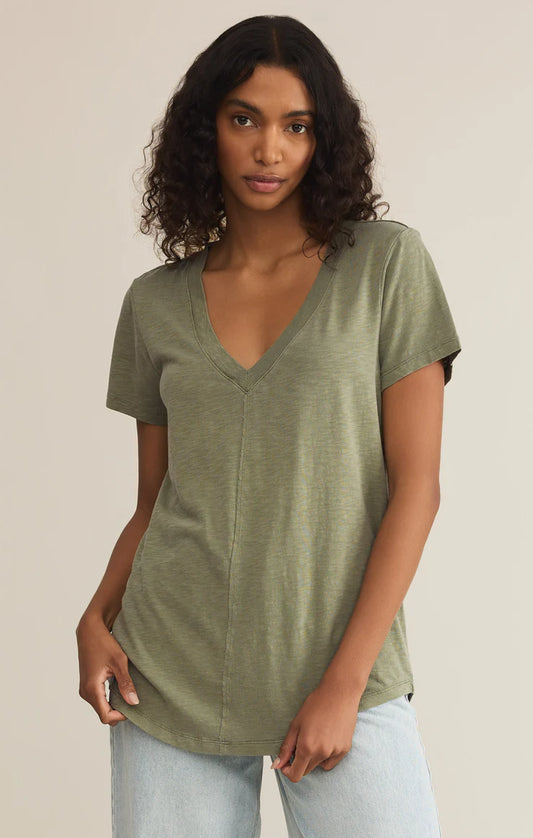 Asher V-Neck Tee in Avocado