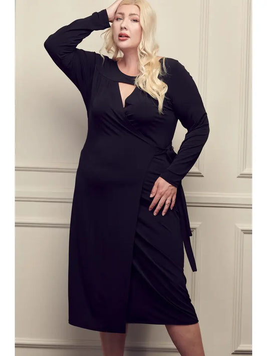 Curvy Black Wrapped Up Midi Dress