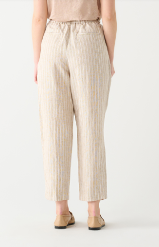 HIGH WAIST TAPERED LINEN PANT Taupe/Cream Stripe