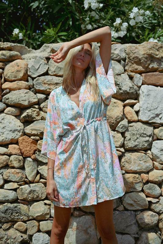 Turquoise Jazz Kimono Dress