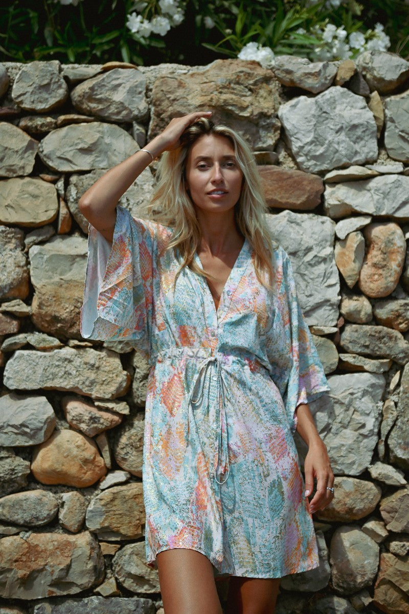 Turquoise Jazz Kimono Dress