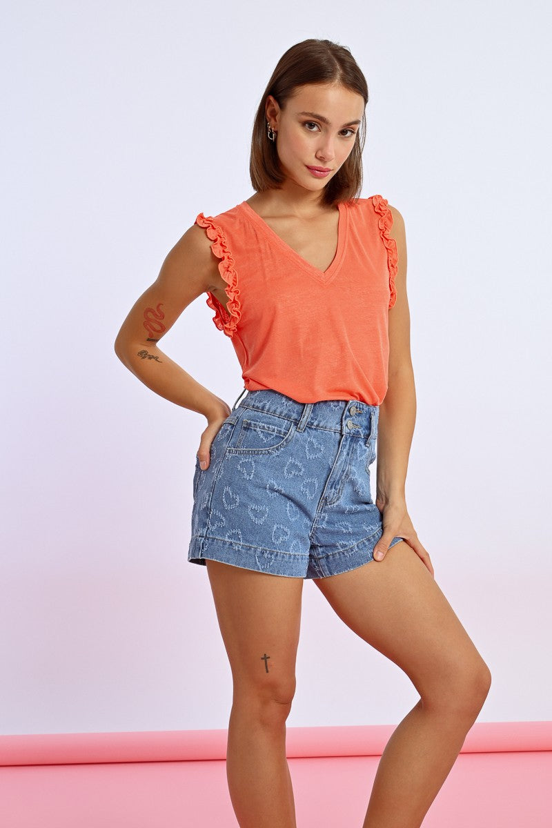 Denim Heart Shorts