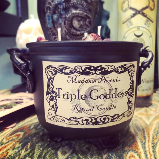 Triple Goddess Sacred Cauldron Candles